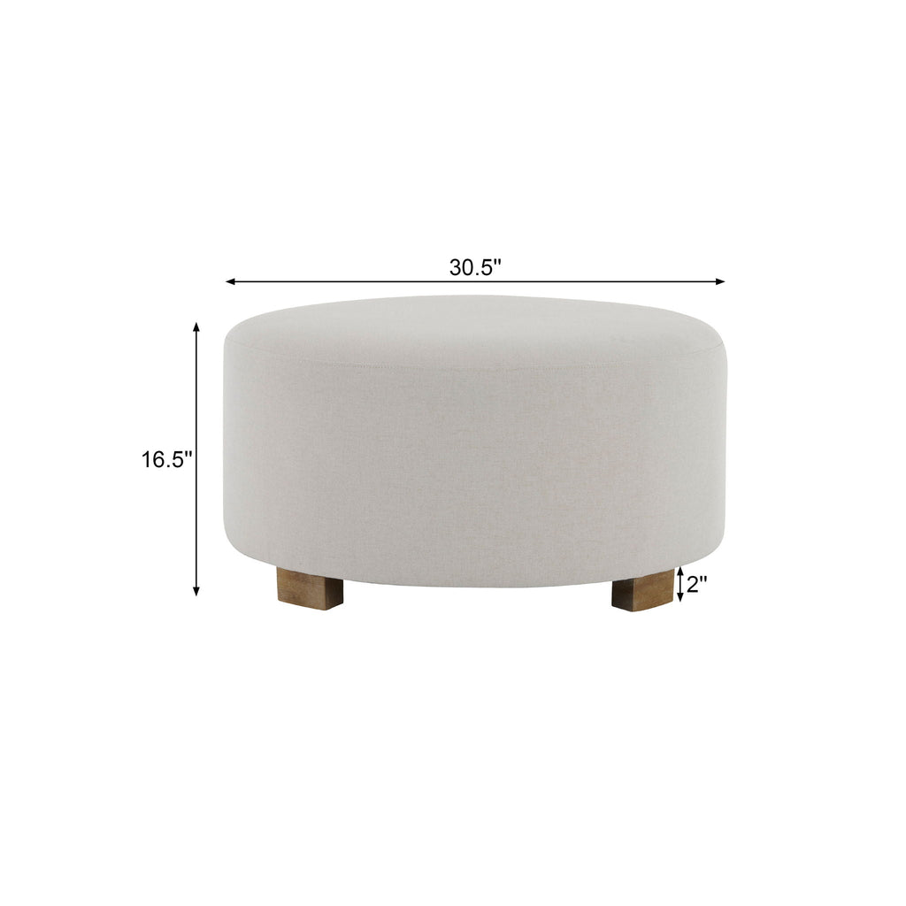Round Ottoman, Minimalist Footstool - White