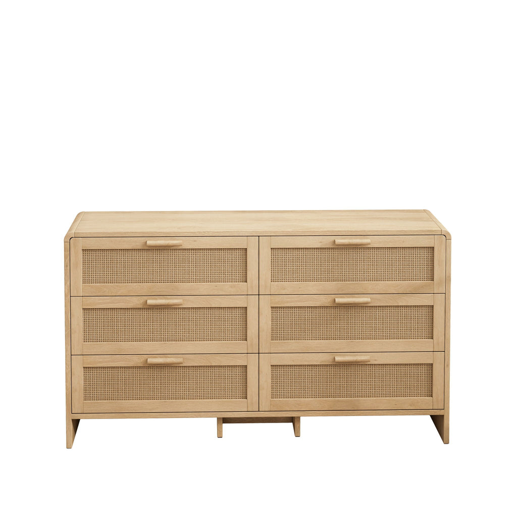 Modern Arc Shaped Corner Rattan Cabinet With 6 Drawers