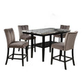 5 Piece Counter Dining Set With Table, Chairs - Black / Brown