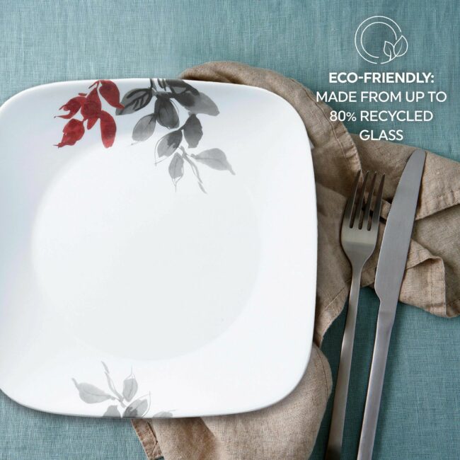 CORELLE MUGLESS SQ.* 16pc SET KYOTO LEAVES
