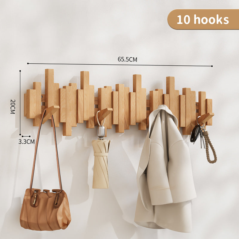 Coat Racks Wall Hanging Wall Entry Door Porch Hanging Scarf Coat Rack Perforated Solid Wood Creative Piano Keys Clothes Hook