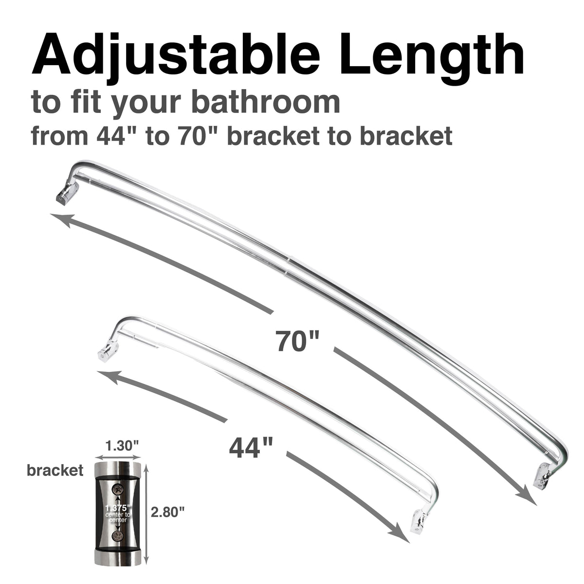 44 in. to 70 in. Double Curved Shower Rod (Chrome Finish)