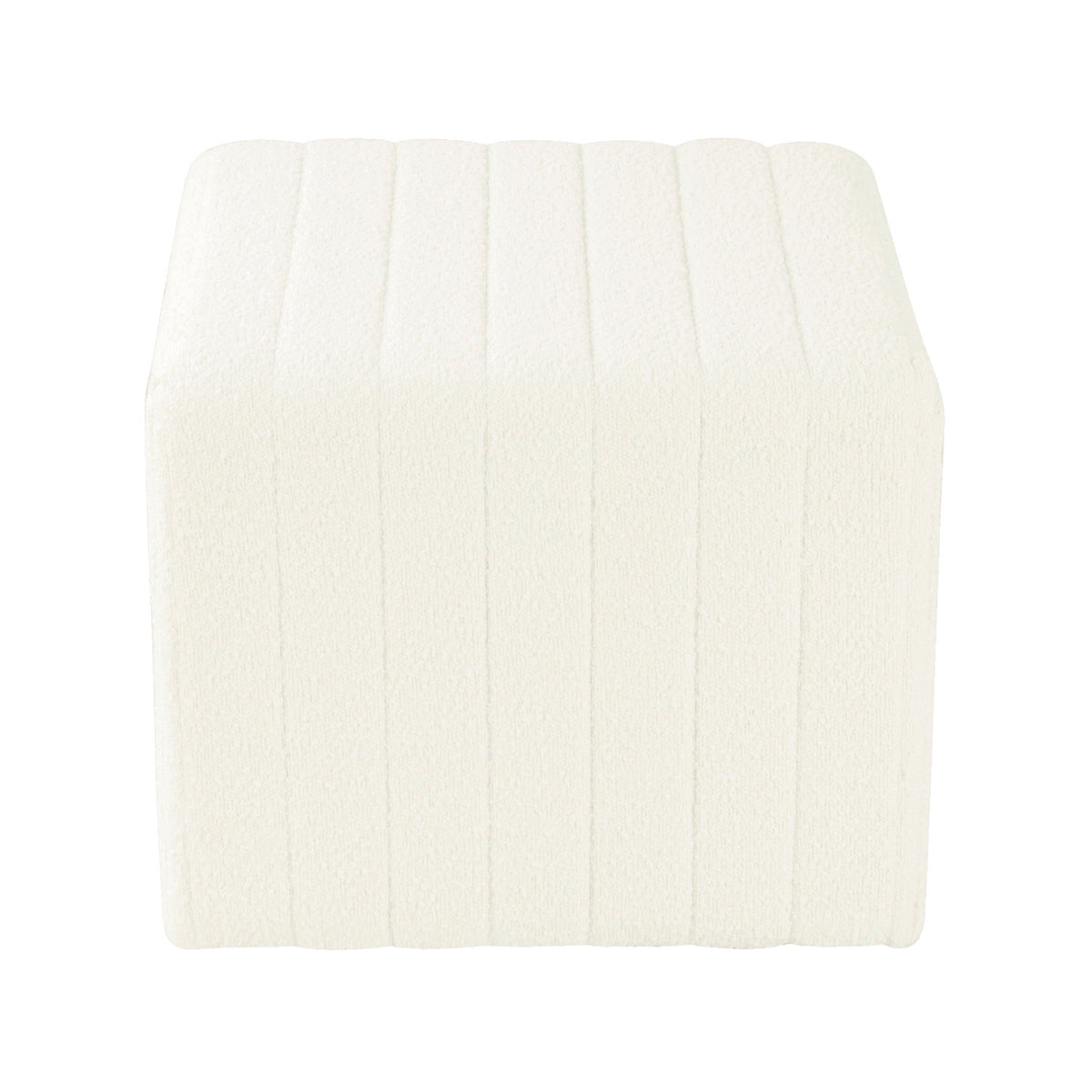Ada Footstool Ottoman with Channel Tufting - Cream