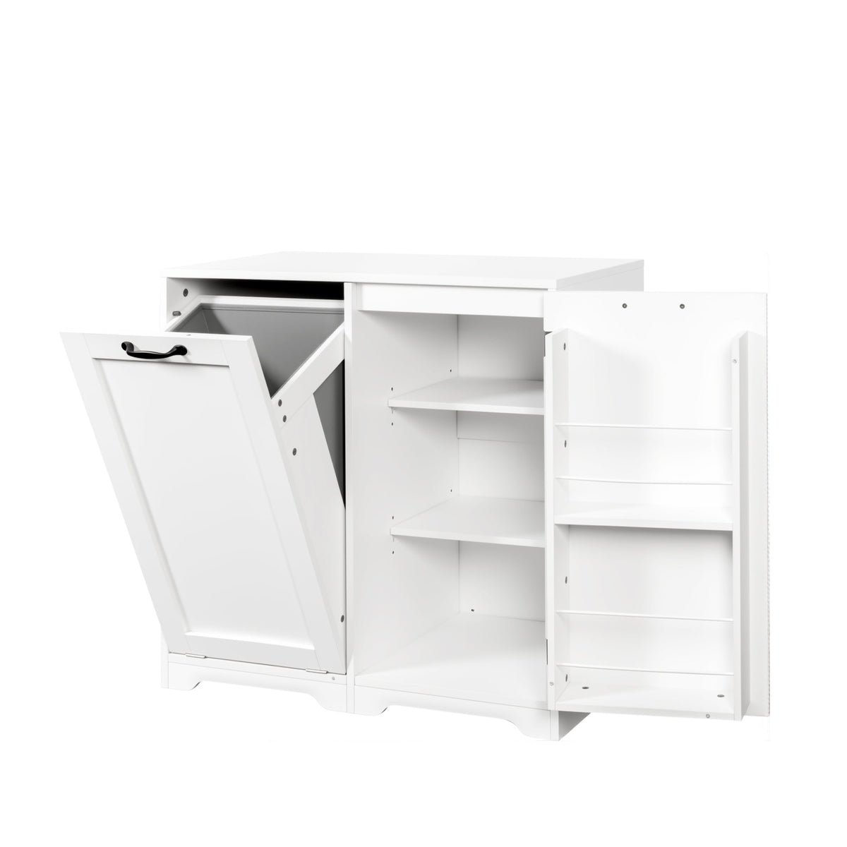 Laundry Cabinet with Tilt-Out Hamper and Adjustable Shelf - White