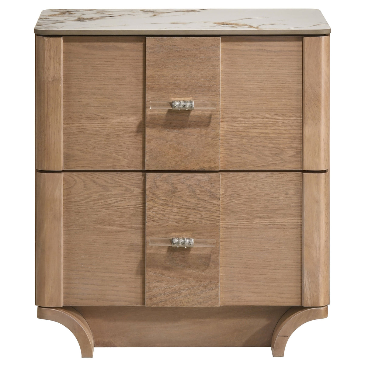 Leanne 2-drawer Sinter Stone Top Nightstand Light Oak