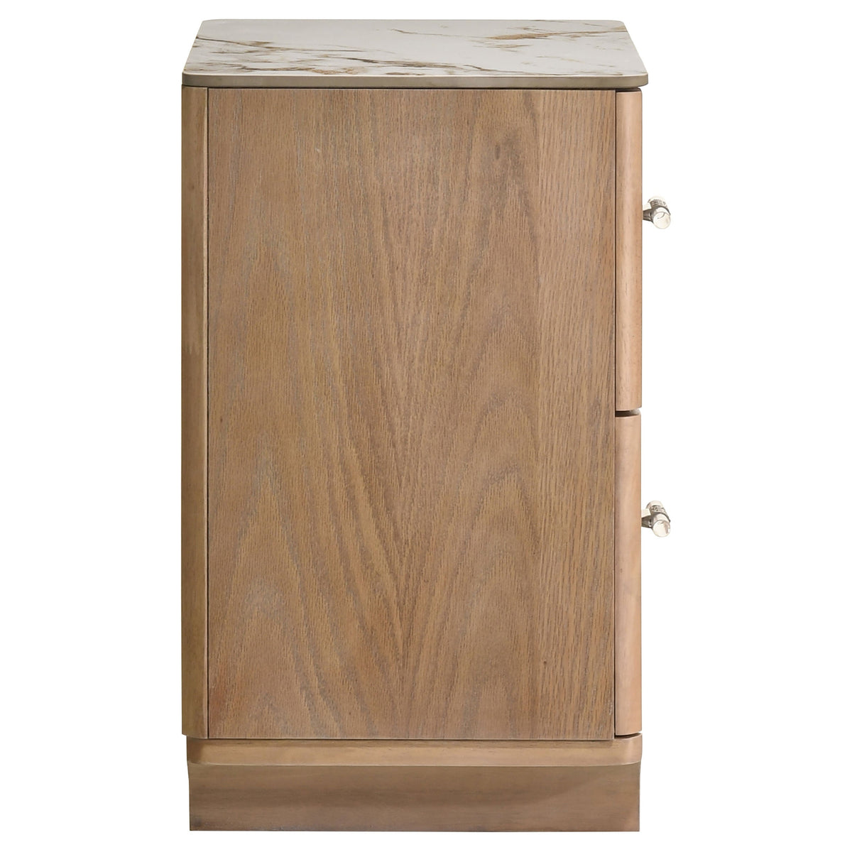 Leanne 2-drawer Sinter Stone Top Nightstand Light Oak