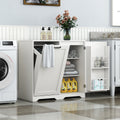 Laundry Cabinet with Tilt-Out Hamper and Adjustable Shelf - White