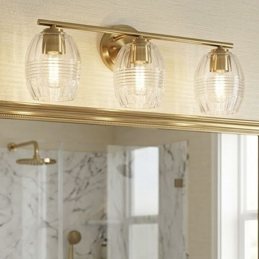Luster - 3 Lights Vanity With Clear For Bathrooms Above Mirror Wall Lamp Satin - Clear / Gold