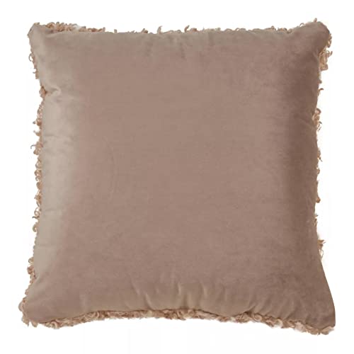 Fennco Styles Cozy Faux Lamb Fur Decorative Throw Pillow 18" W x 18" L – Ivory Cushion for Couch, Bedroom, Living Room and Office Décor