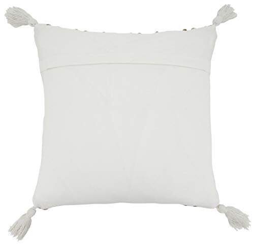 Fennco Styles Jute Cotton Woven Decorative Throw Pillow with Tassel 20" W x 20" L - Natural Cushion for Home Décor, Couch, Living Room, Bedroom
