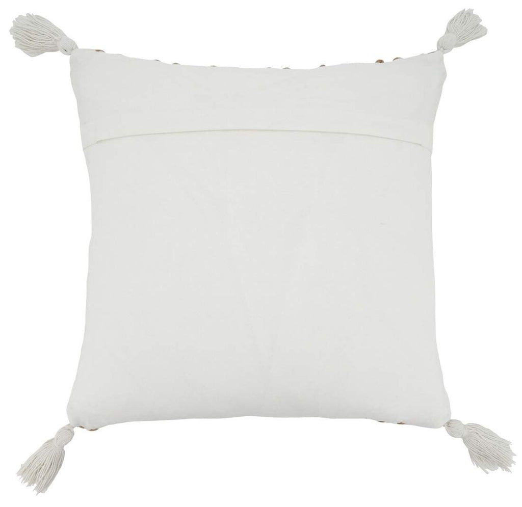Fennco Styles Jute Cotton Woven Decorative Throw Pillow with Tassel 20" W x 20" L - Natural Cushion for Home Décor, Couch, Living Room, Bedroom