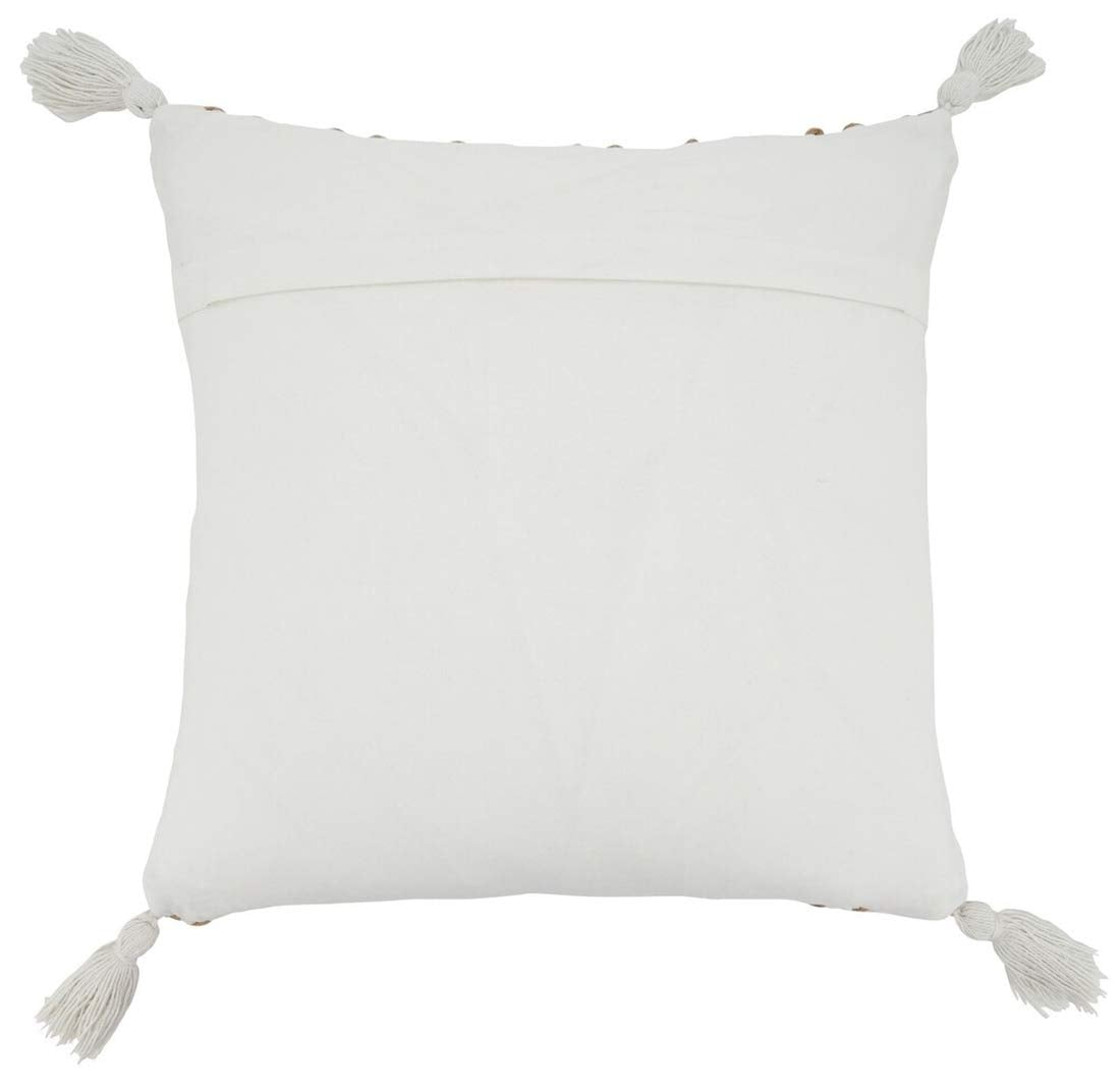 Fennco Styles Jute Cotton Woven Decorative Throw Pillow with Tassel 20" W x 20" L - Natural Cushion for Home Décor, Couch, Living Room, Bedroom