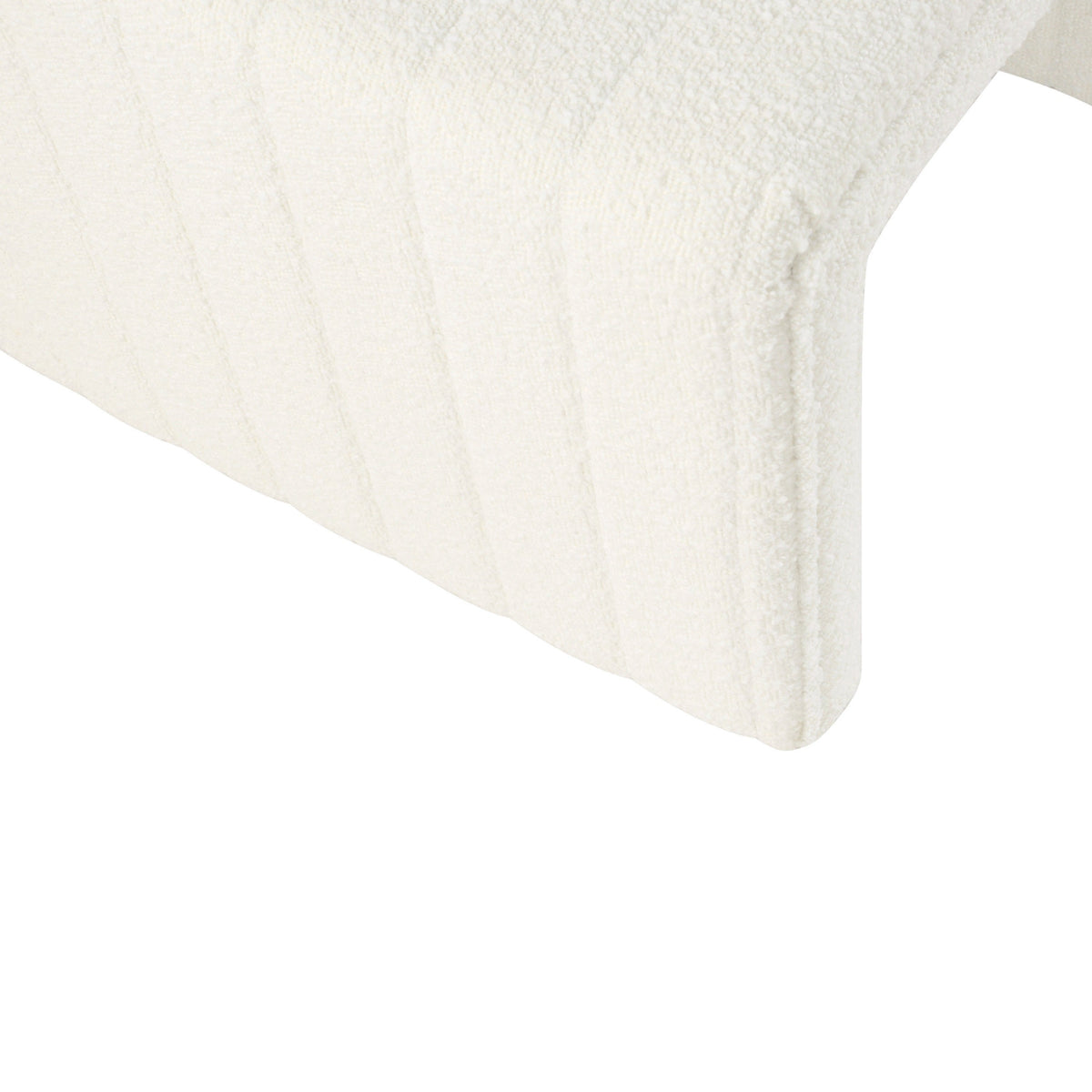 Ada Footstool Ottoman with Channel Tufting - Cream