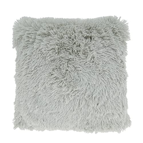 Fennco Styles Classic Faux Fur Decorative Throw Pillow Cover 18 x 18 Inch - Ivory Plush Cushion Case