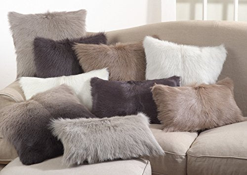 Fennco Styles Home Decor Luxury Genuine Goat Fur Filled Throw Pillow