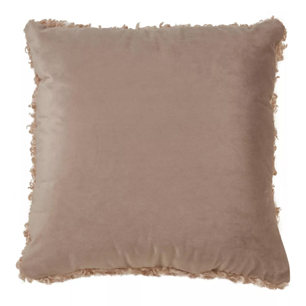 Fennco Styles Cozy Faux Lamb Fur Decorative Throw Pillow 18" W x 18" L – Ivory Cushion for Couch, Bedroom, Living Room and Office Décor
