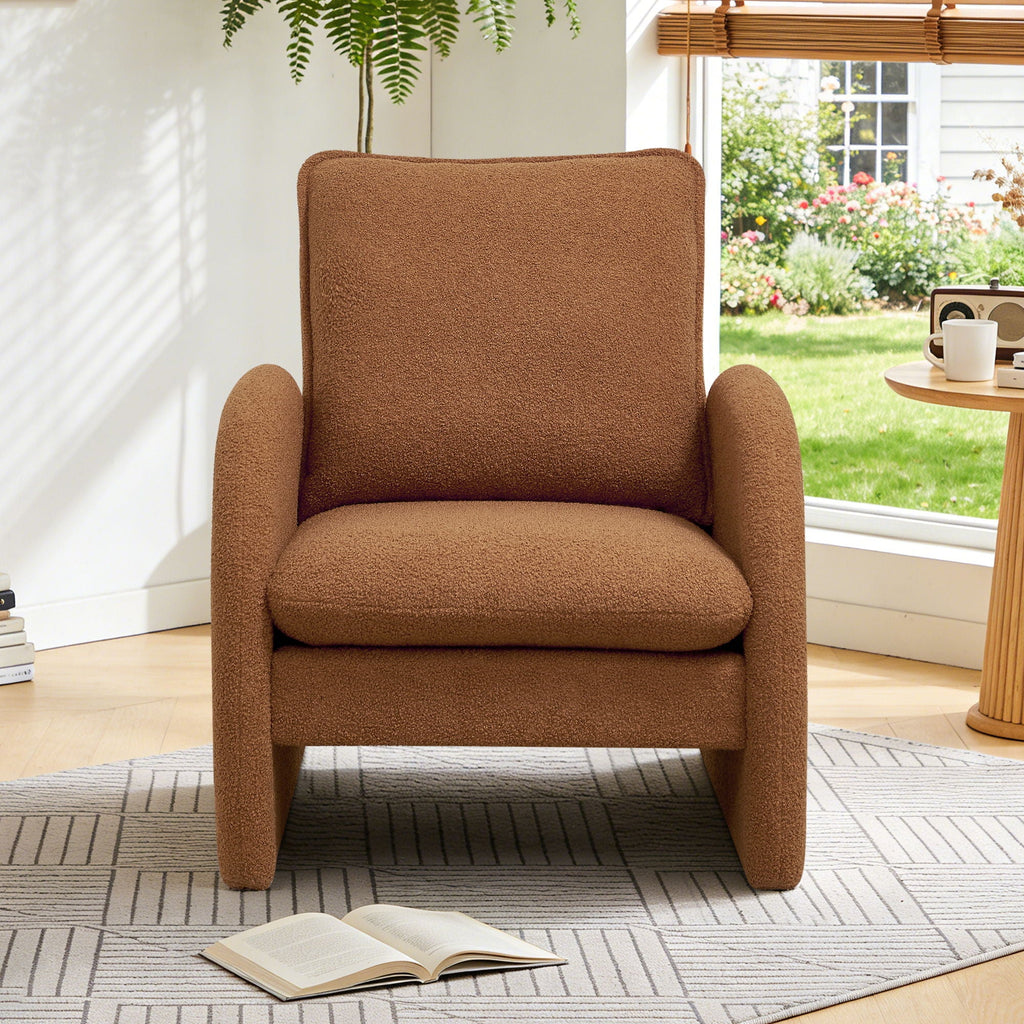 Modern Sherpa Upholstered Accent Chair, Comfortable Living Room Armchair, Lounge Chair For Bedroom, And Office