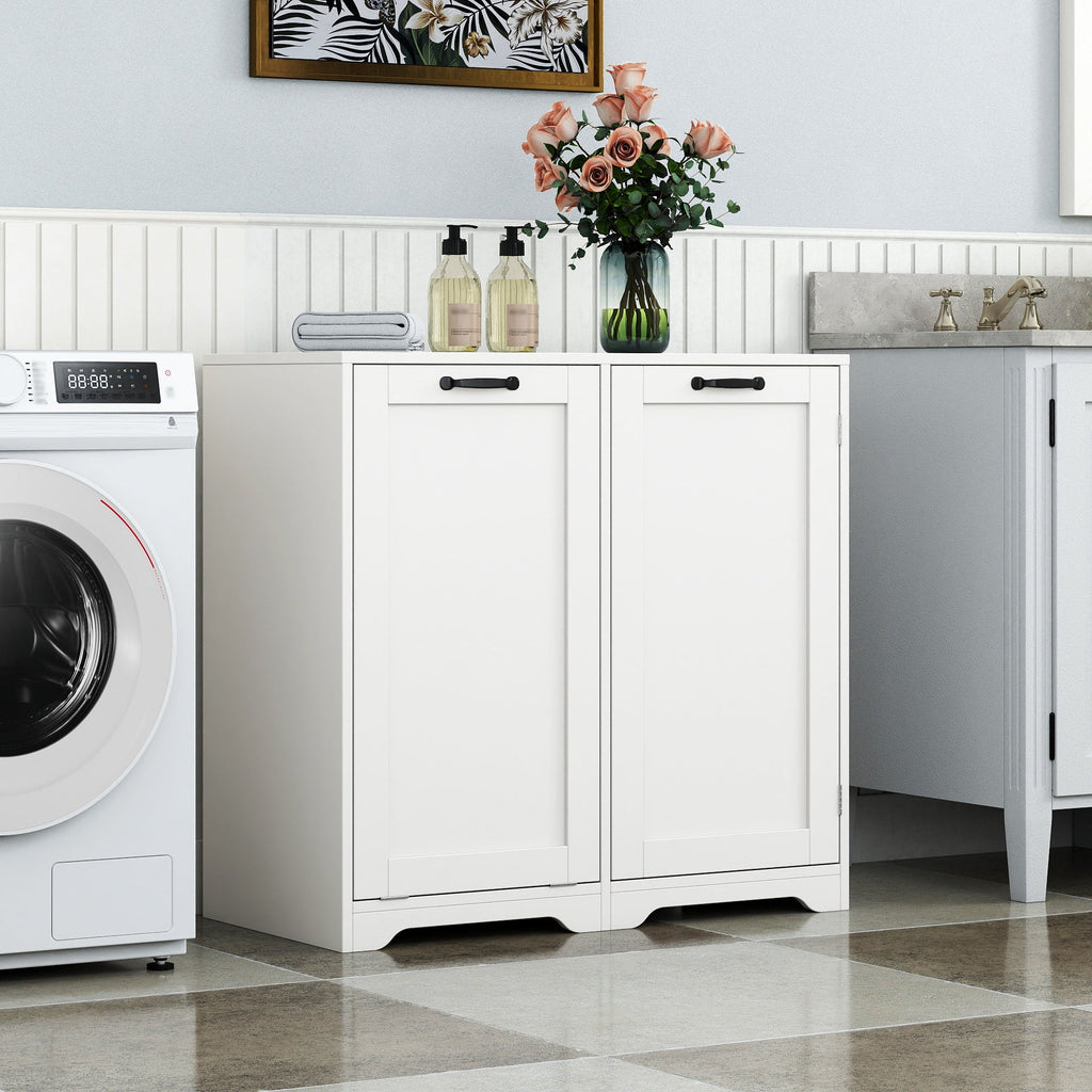 Laundry Cabinet with Tilt-Out Hamper and Adjustable Shelf - White
