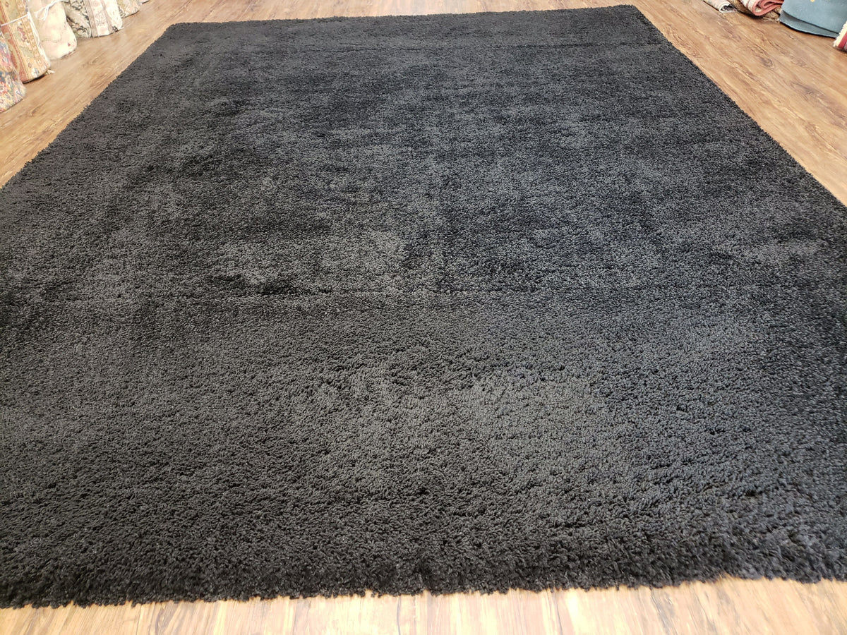 Black Shag Rug 8x10, Savafieh Milan Fluffy Black Carpet, Room Sized Shag Rug, Modern Contemporary Rug, Soft Living Room Rug, Bedroom Rug