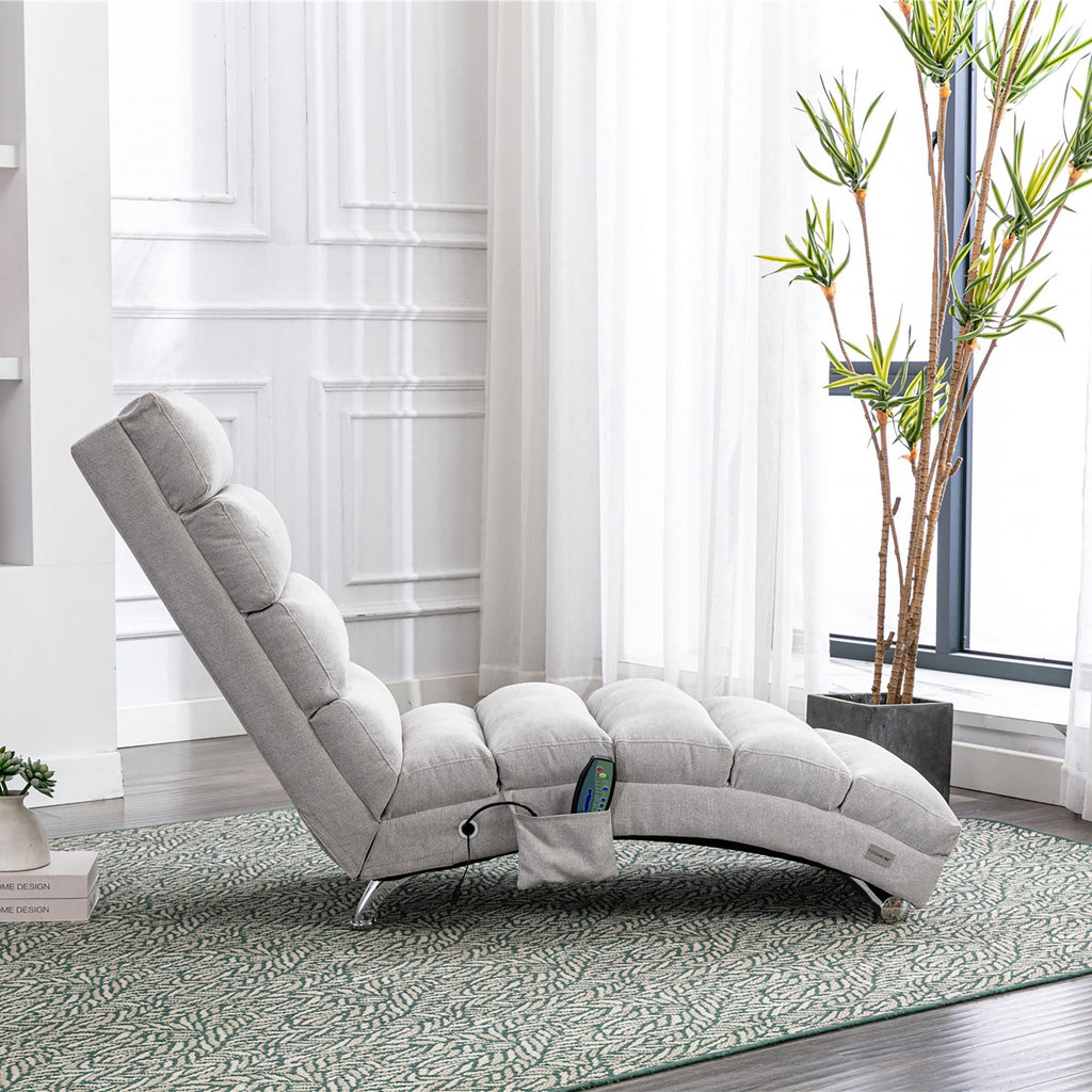 Massage Chaise Lounge Indoor With Remote Control, Ergonomic Electric Massage Lounger