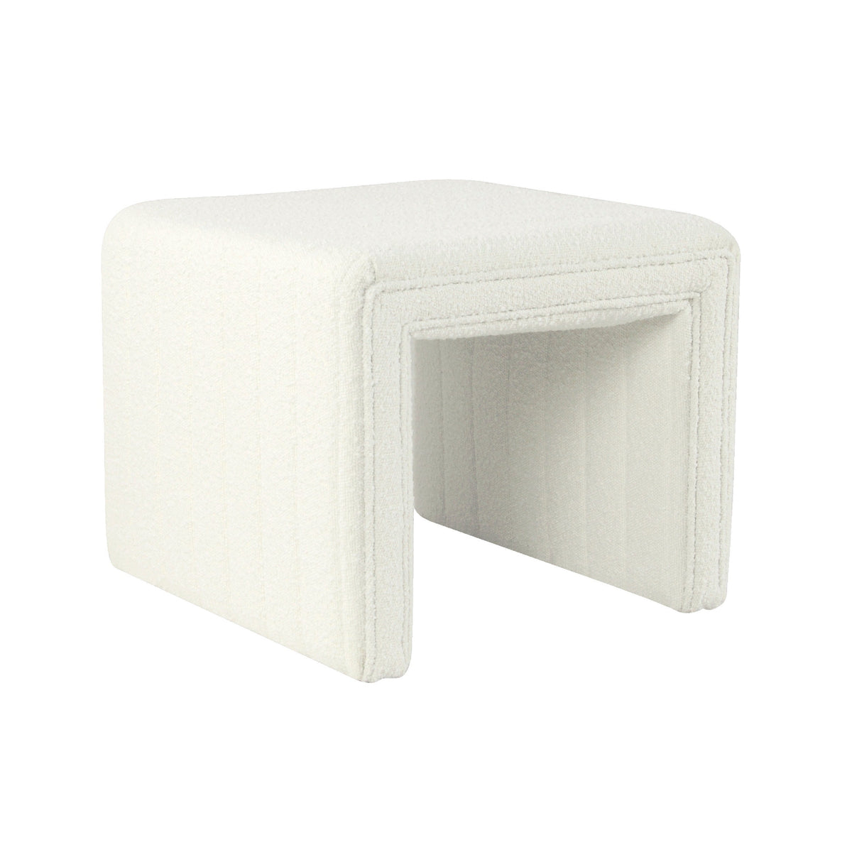 Ada Footstool Ottoman with Channel Tufting - Cream