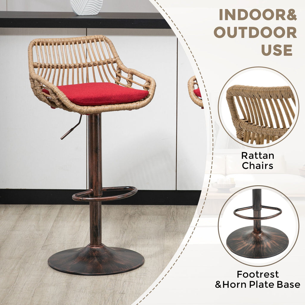 Modern Swivel Bar Stools Adjustable Counter Chairs With Footrest (Set of 2)