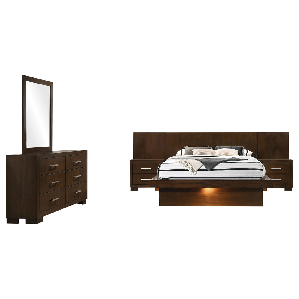 Jessica 5-piece Queen LED Bedroom Set Cappuccino