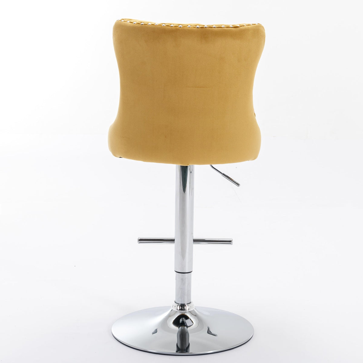 25-33 Inch, Modern Upholstered Chrome base Bar Stools with Backs Comfortable Tufted for Home Pub and Kitchen Island（Gold,Set of