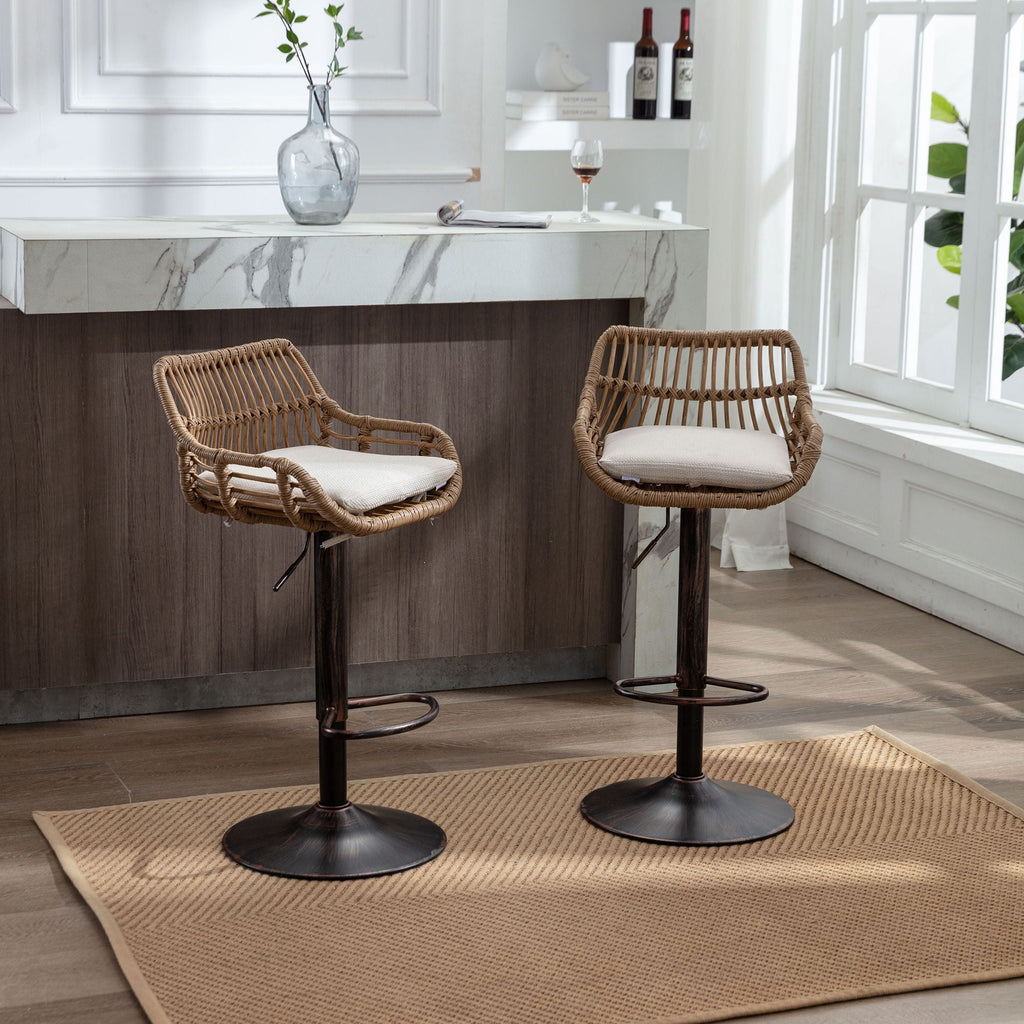 Modern Swivel Bar Stools Adjustable Counter Chairs With Footrest (Set of 2)
