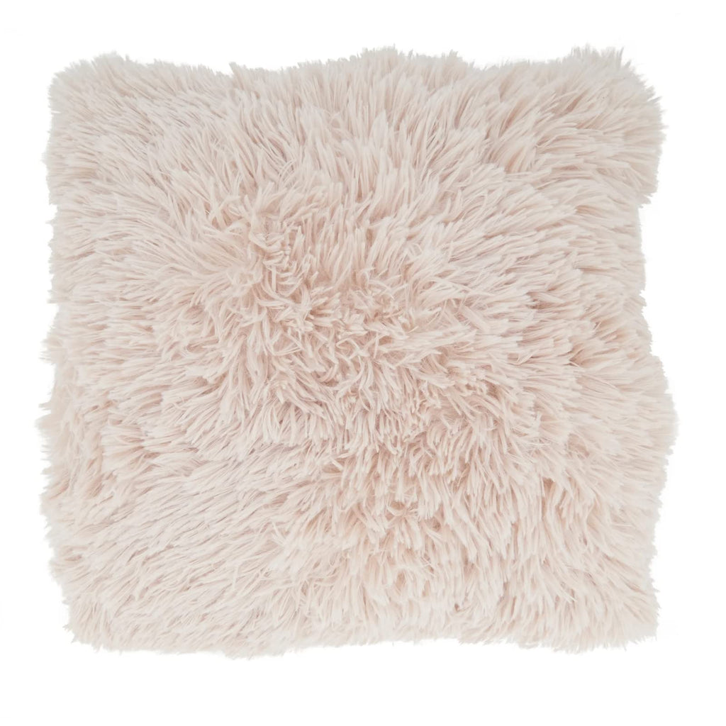 Fennco Styles Classic Faux Fur Decorative Throw Pillow Cover 18 x 18 Inch - Ivory Plush Cushion Case
