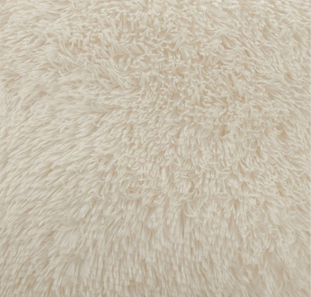 Fennco Styles Classic Faux Fur Decorative Throw Pillow Cover 18 x 18 Inch - Ivory Plush Cushion Case
