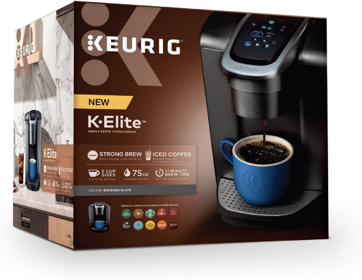 Keurig K-Elite Single Serve K-Cup Pod Coffee Maker, Brushed Slate
