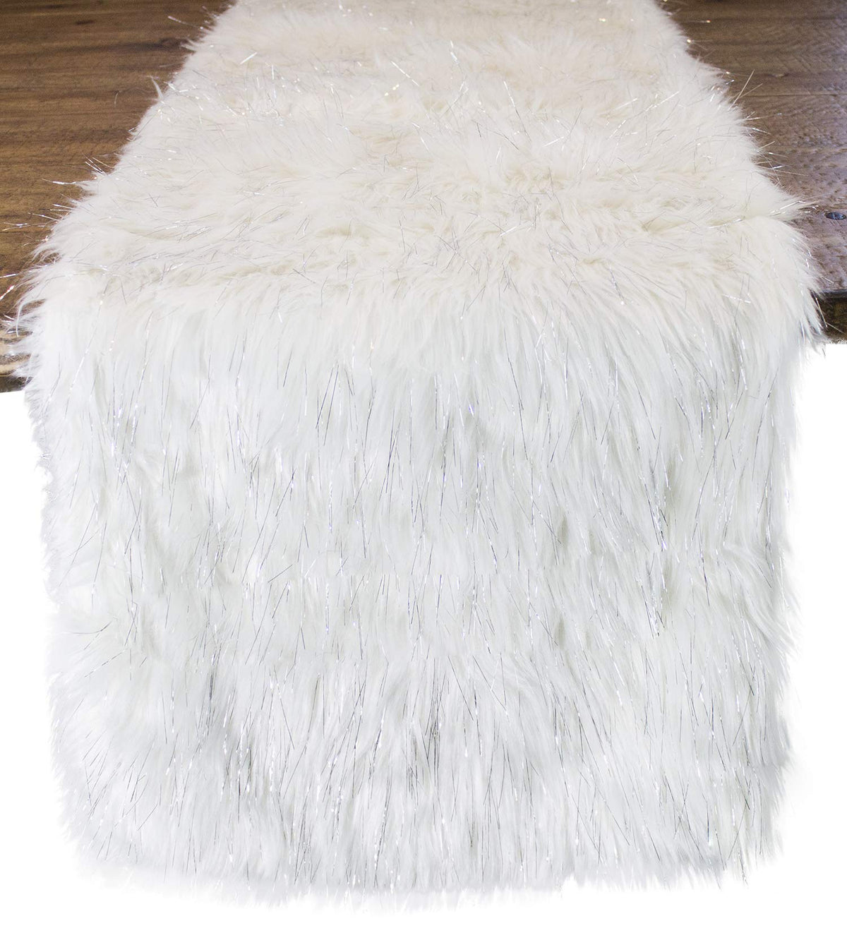Exquisite Faux Fur with Silver Metallic Thread Table Runner