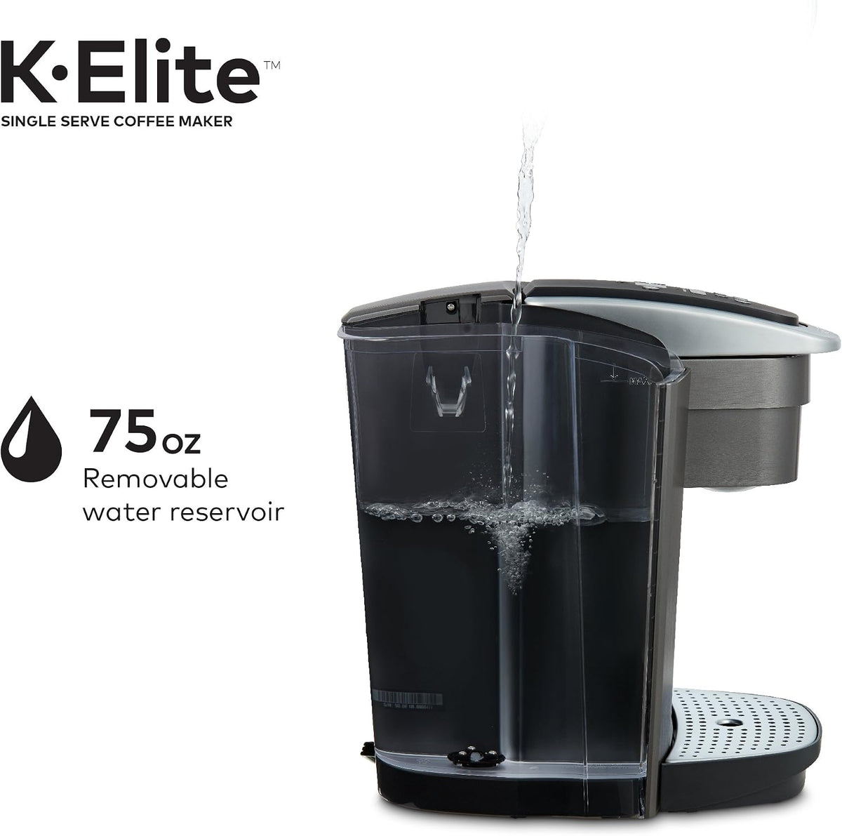 Keurig K-Elite Single Serve K-Cup Pod Coffee Maker, Brushed Slate