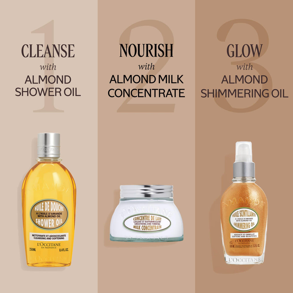 L'OCCITANE Almond Body Oil, Moisturizes, Nourishes, Hydrates, Softens Dry Skin, Absorbs Fast, Lightweight, Non-Greasy, Luxurious Post-Shower Skincare