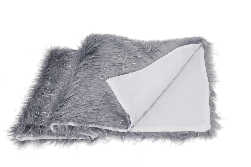 Exquisite Faux Fur with Silver Metallic Thread Table Runner