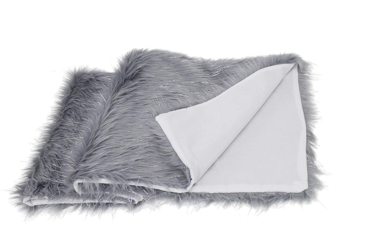 Exquisite Faux Fur with Silver Metallic Thread Table Runner