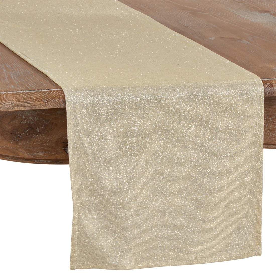 Fennco Styles Contemporary Shimmering Design Table Runner 14 x 72 Inch - Gold Table Cover for Home Décor, Banquets, Family Gathering and Special Events