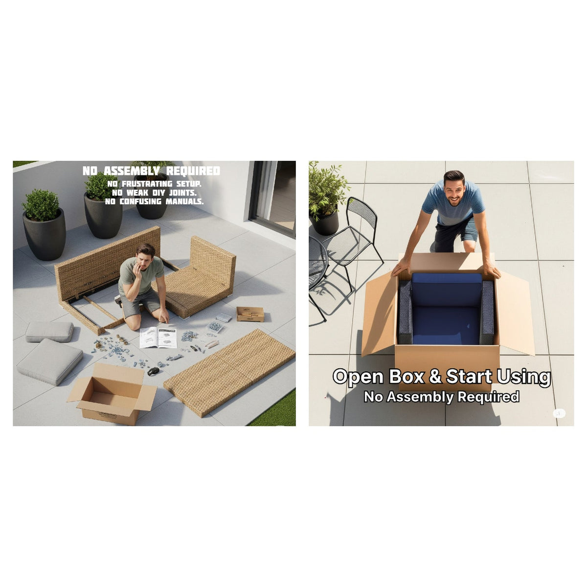 Fully Assembled 6-Seat All-Weather Wicker Patio Set with Cushions