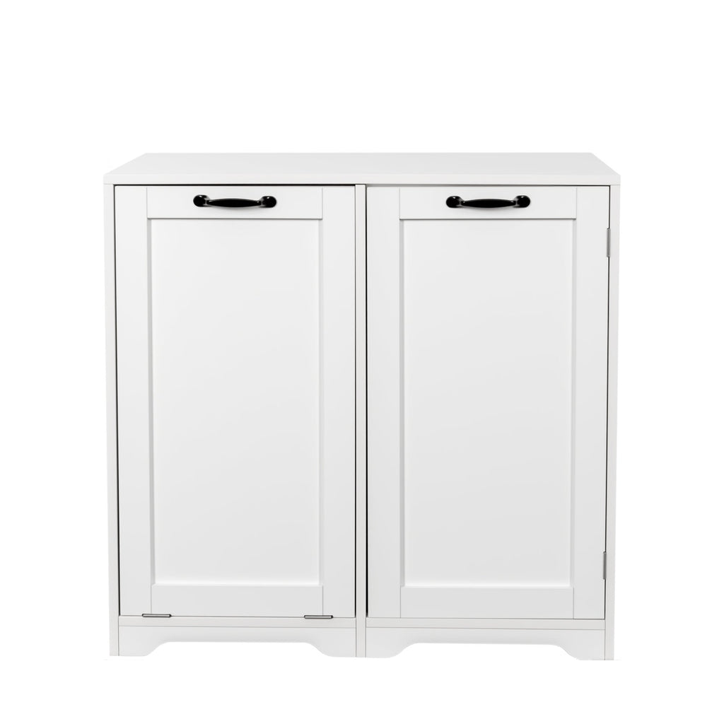 Laundry Cabinet with Tilt-Out Hamper and Adjustable Shelf - White
