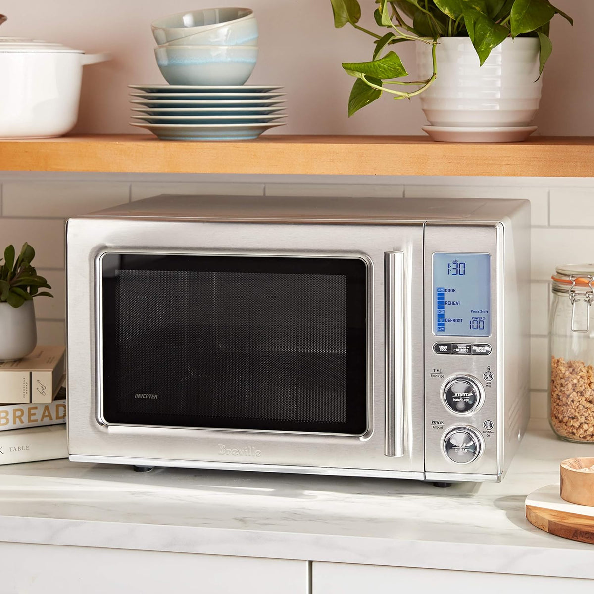 Breville BMO850BSS Smooth Wave Microwave Oven, Brushed Stainless Steel