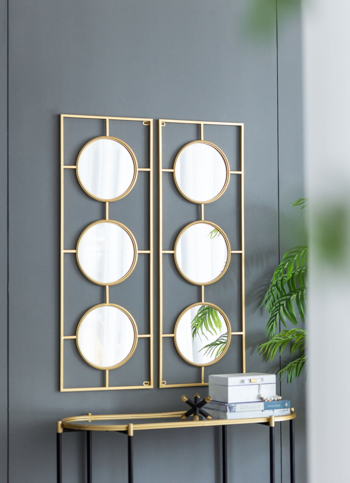 3 Mirror Piece Wall Mirror InRectangular Frame, Home Wall Decor For Bedroom Living Room