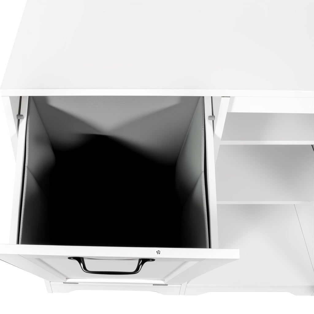 Laundry Cabinet with Tilt-Out Hamper and Adjustable Shelf - White