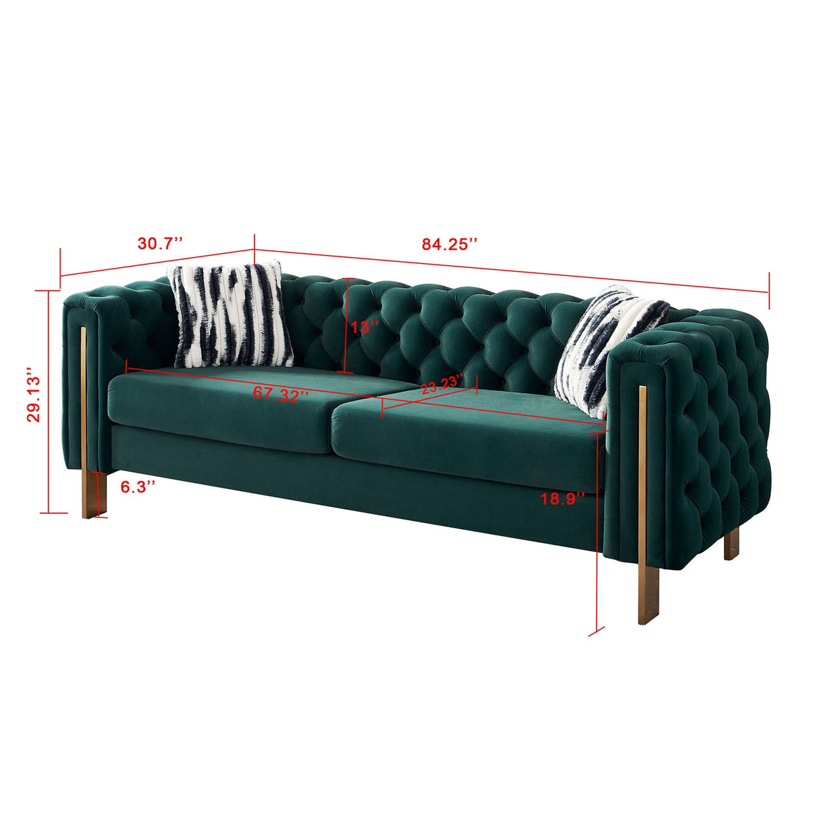 Chesterfield - Modern Tufted Living Room Sofa, 84.25''W Couch