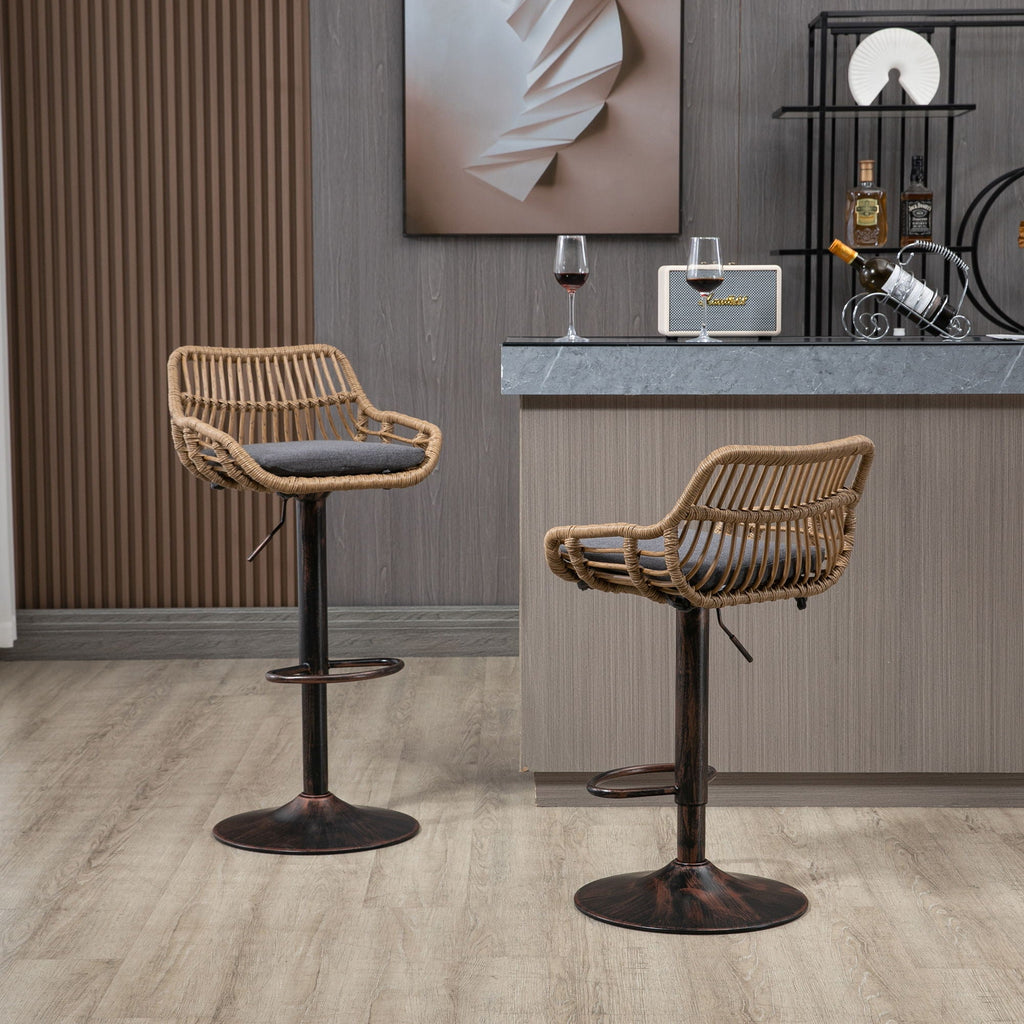 Modern Swivel Bar Stools Adjustable Counter Chairs With Footrest (Set of 2)