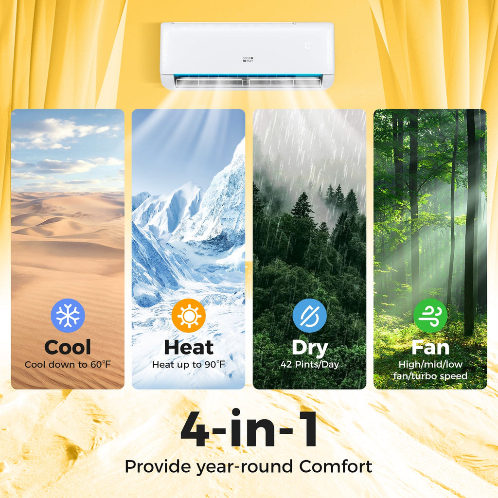Airtural Series 12000 BTU 21 SEER2 208-230V Ductless Mini Split Air Conditioner with Heater Pump Energy Star Certified