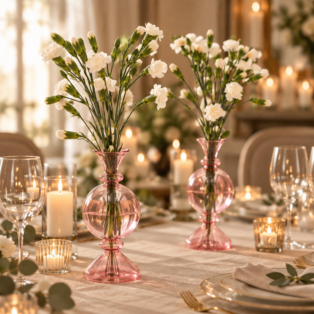 Cherry Blossom Bauble Glass Vases – Pair