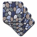 3dRose Leaves, Leaf, Contemporary, Modern, Black and White, Blue, Beige,... - Coasters (cst-376256)