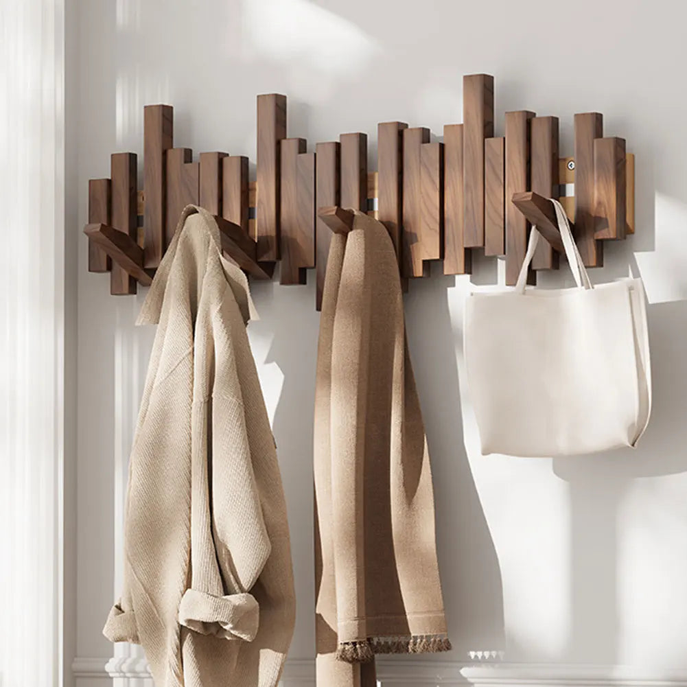Coat Racks Wall Hanging Wall Entry Door Porch Hanging Scarf Coat Rack Perforated Solid Wood Creative Piano Keys Clothes Hook