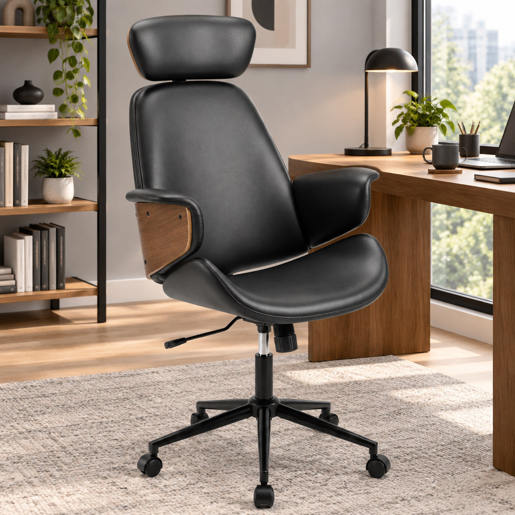Ergonomic Office Chair with Headrest Adjustable Height for Home Office and Study